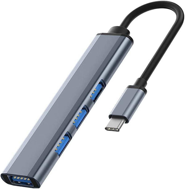 Moltiplicatore Porte Type-C in Alluminio | Adattatore USB-C a 4 USB Universale per Laptop