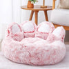 Cuccia Antistress per Cane e Gatto a Forma di Zampa | Lettino a Ciambella in Peluche Morbido, Cuscino Avvolgente e Fondo Antiscivolo, Rosa