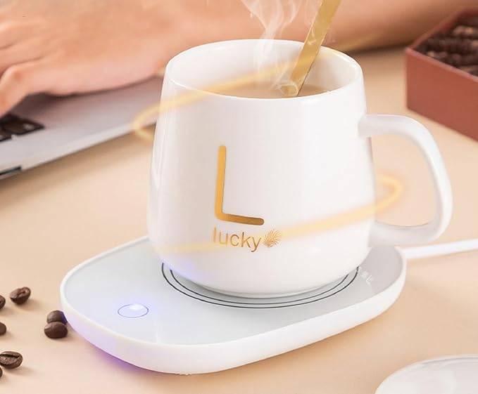 Set Scaldatazze da Scrivania con Tazza "Lucky" | Scalda Tè e Caffè per Ufficio