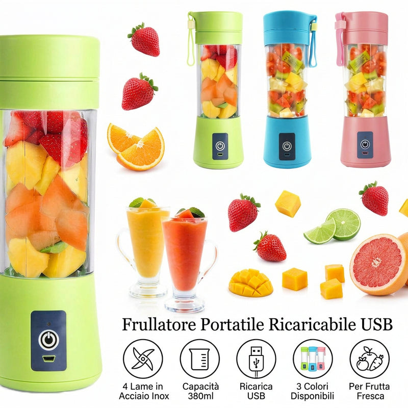Mini Frullatore Portatile Ricaricabile USB: Smoothie Maker Wireless da Viaggio e Sport