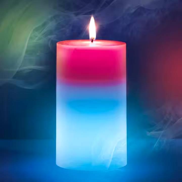 Candela Magica in Vera Cera con Luce LED Cambia Colore | Candela d'Atmosfera Multicolore ad Attivazione Termica con Fiamma Reale, Idea Regalo