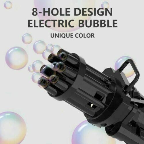 Pistola Sparabolle Elettrica Gatling | Macchina per Bolle Automatica a 8 Fori