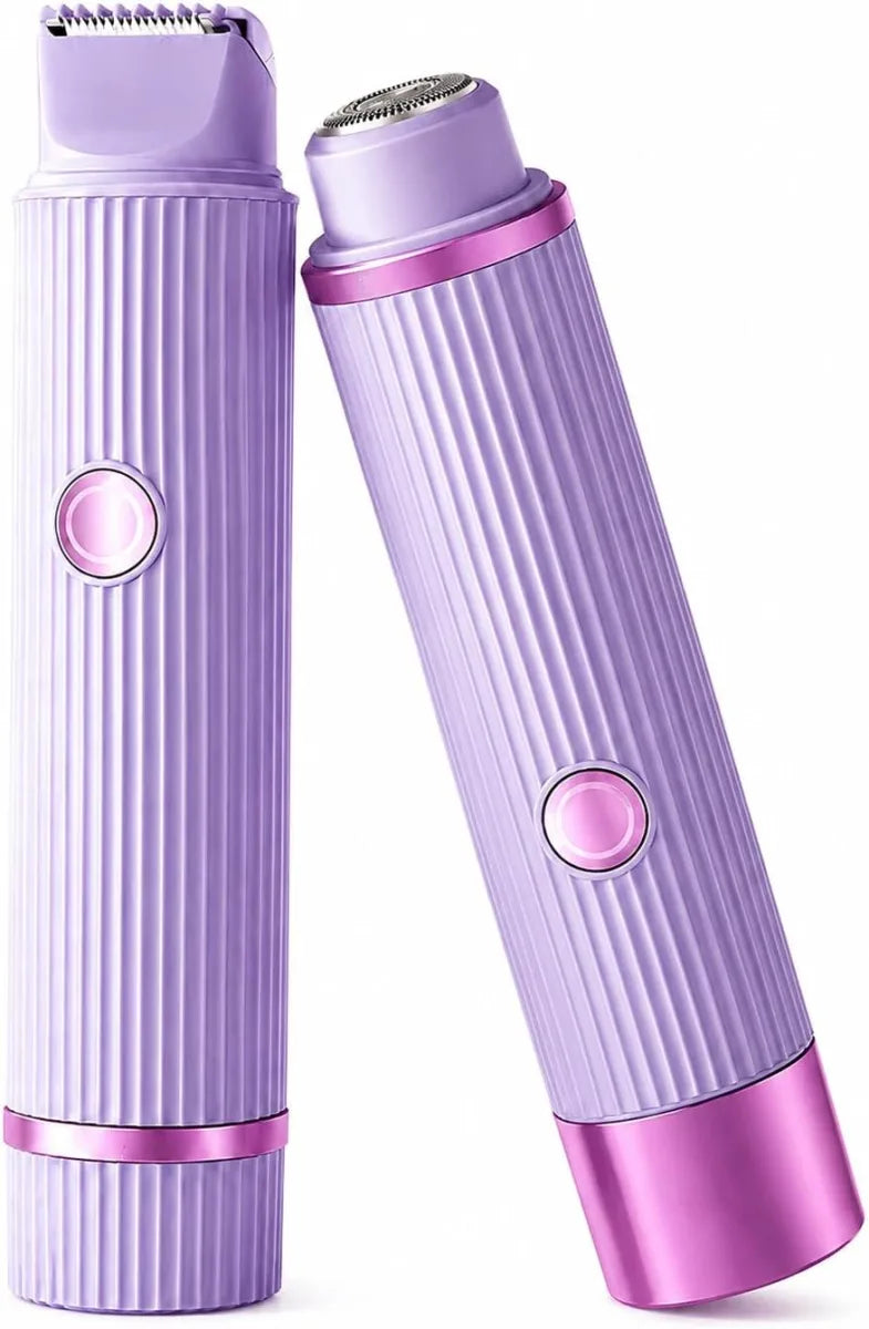 Rasoio Elettrico Donna 2-in-1 | Rifinitore Bikini di Precisione e Rasoio Viso con Testine Intercambiabili, Epilatore Portatile USB per Corpo e Gambe