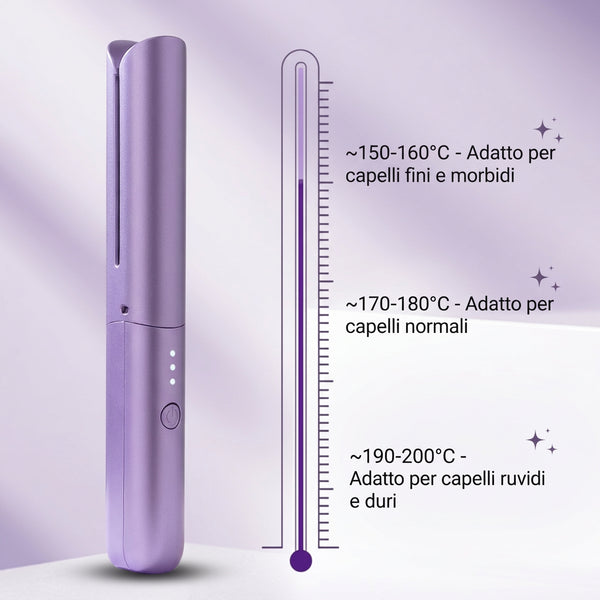 Spazzola Lisciante e Piastra Capelli Portatile 2-in-1 Senza Fili Ricaricabile USB
