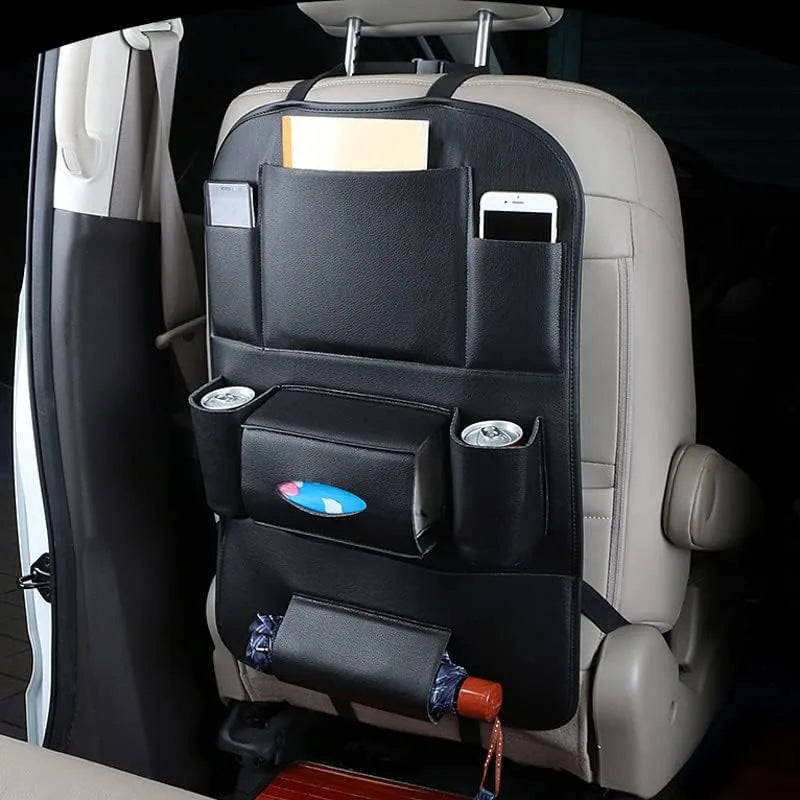 Organizzatore Auto Sedile Posteriore Impermeabile, Tasche Portaoggetti e Porta Ombrello, Accessori Viaggio Universali