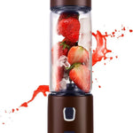Frullatore Portatile USB - Mini Mixer Frullati e Smoothie in 10 Secondi con Doppia Batteria 2550mAh e 4 Lame in Acciaio Inox, Centrifuga Singola Impermeabile