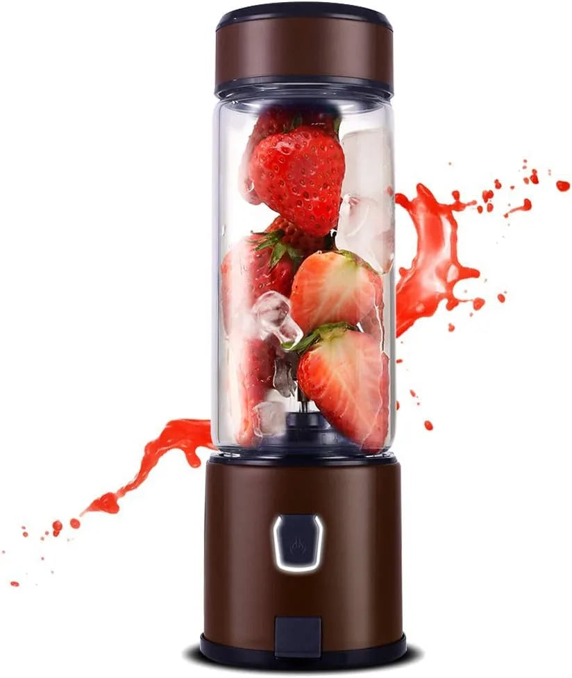Frullatore Portatile USB - Mini Mixer Frullati e Smoothie in 10 Secondi con Doppia Batteria 2550mAh e 4 Lame in Acciaio Inox, Centrifuga Singola Impermeabile