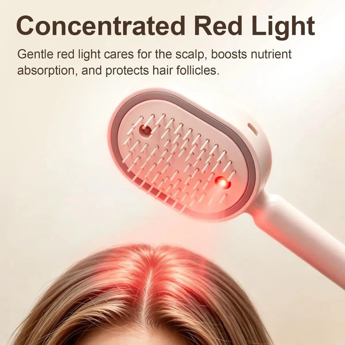 pazzola Elettrica Capelli 3-in-1 | Spazzola con Fototerapia Luce Rossa LED, Spray Atomizzatore Oli Essenziali e Denti Retrattili Autopulente