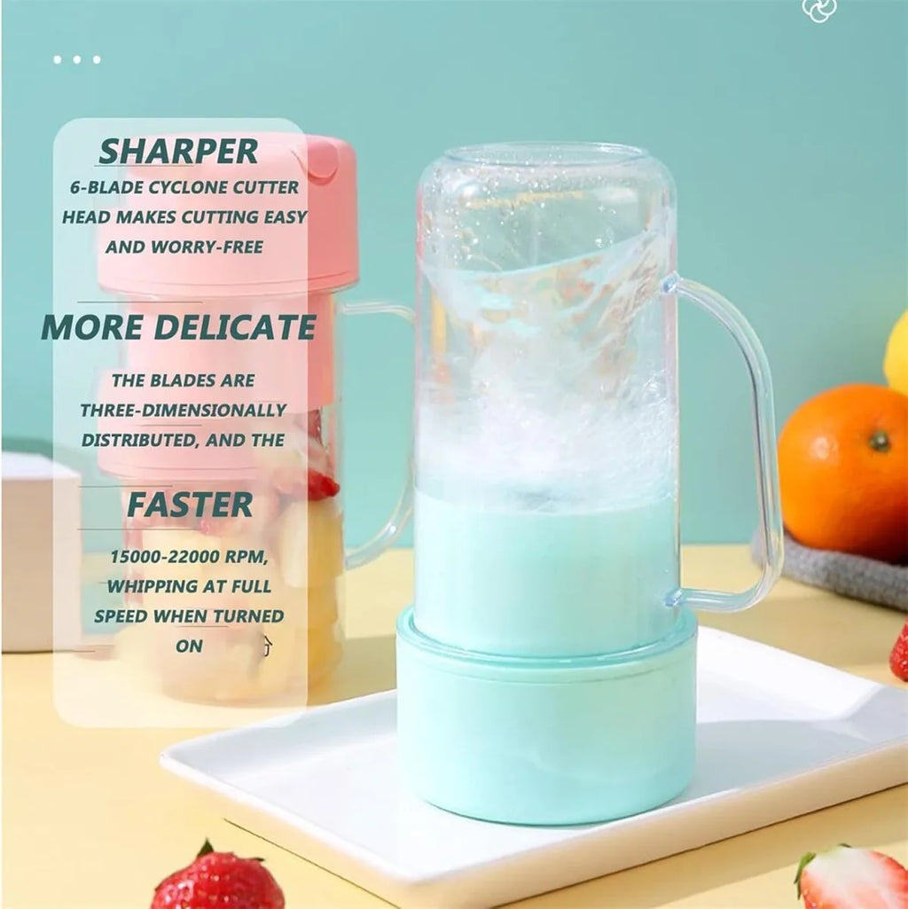 Mini Frullatore a Tazza Ricaricabile | Frullatore Portatile per Frutta Fresca e Shake, Spremitore di Succhi Wireless per Ufficio, Casa e Outdoor