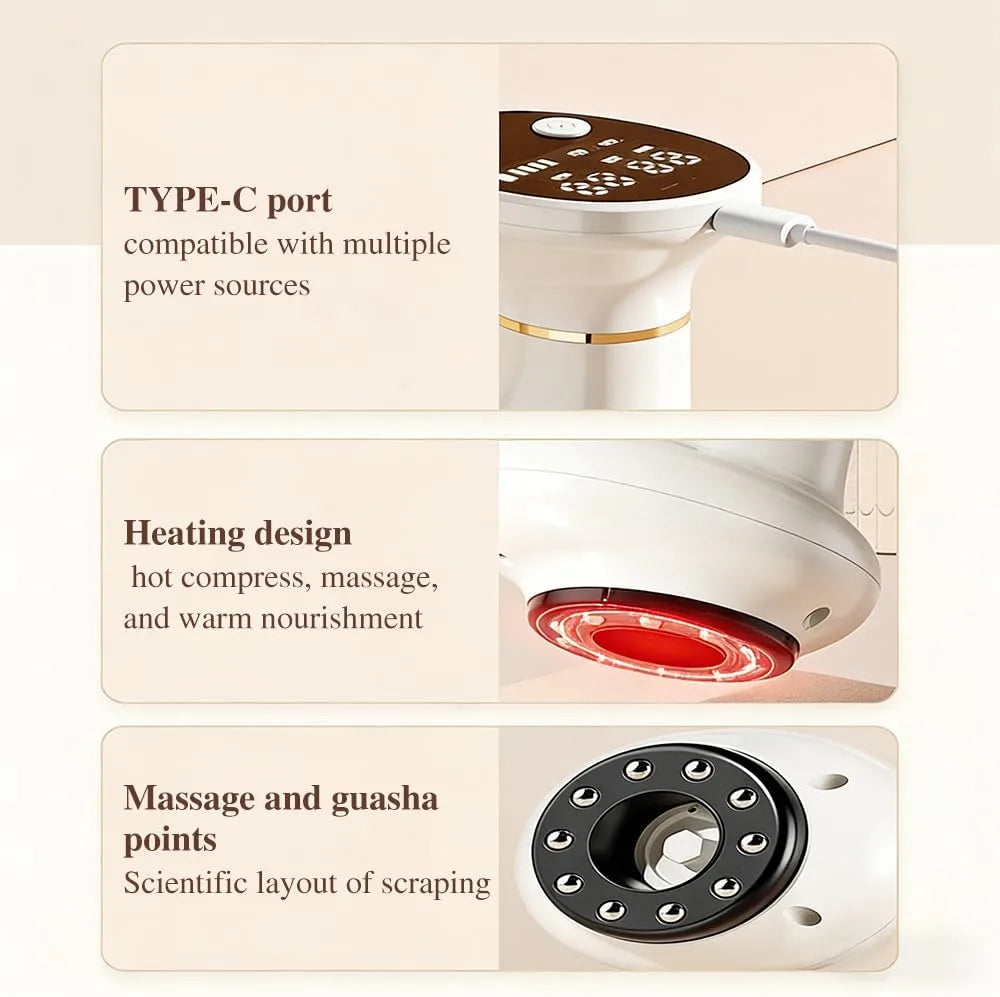 Massaggiatore Anticellulite Elettrico 4-in-1 | Dispositivo Cupping Therapy Coppettazione, Massaggio Guasha, Vibrazione e Calore per Corpo e Cervicale