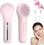 Spazzola Viso Elettrica in Silicone 4-in-1 | Spazzola per Pulizia del Viso a Ultrasuoni, Massaggiatore Sonico Skincare e Rimozione Punti Neri, Rosa