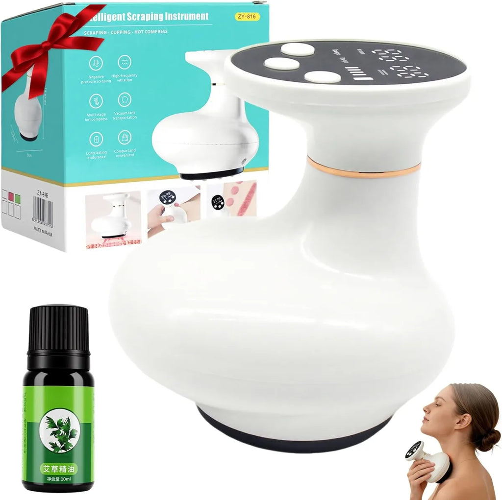 Massaggiatore Anticellulite Elettrico 4-in-1 | Dispositivo Cupping Therapy Coppettazione, Massaggio Guasha, Vibrazione e Calore per Corpo e Cervicale