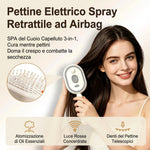 Spazzola Elettrica Capelli 3-in-1 | Spazzola con Fototerapia Luce Rossa LED, Spray Atomizzatore Oli Essenziali e Denti Retrattili Autopulente